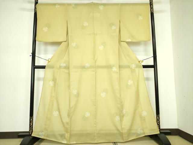 平和屋着物*夏物 小紋 絽 麻の葉鞠文 洗える着物 DABE1383op