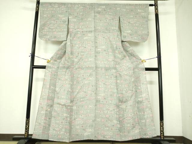 平和屋着物*夏物 本場小千谷ちぢみ 横段抽象文 麻 逸品 DABE1398op
