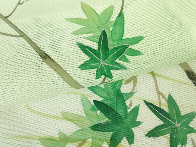 平和屋着物*夏物 訪問着 絽 手描き 枝楓文 銀彩 洗える着物 DABE1422op