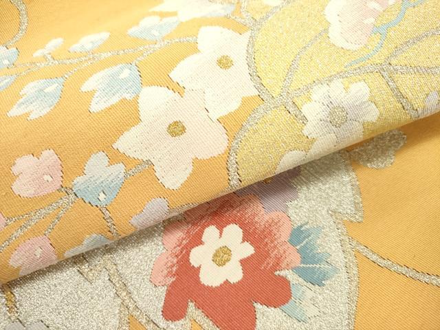平和屋着物●安田つづれ 爪掻き本綴れ 八寸名古屋帯 蔦の葉花文 金銀糸 証紙・冊子・共箱付き 正絹 逸品 DABE1431op