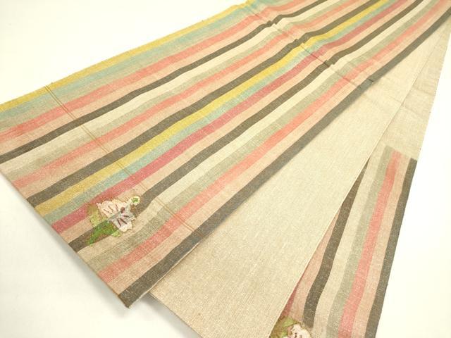 平和屋着物●太鼓柄袋帯 すくい織 花鳥文 金糸 正絹 逸品 DABE1456op