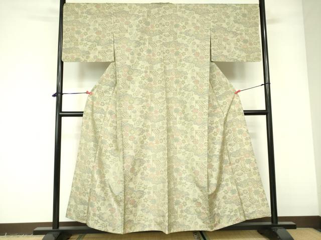 平和屋着物▽本場大島紬 単衣 7マルキ 風景花文 正絹 逸品 DABE1488op