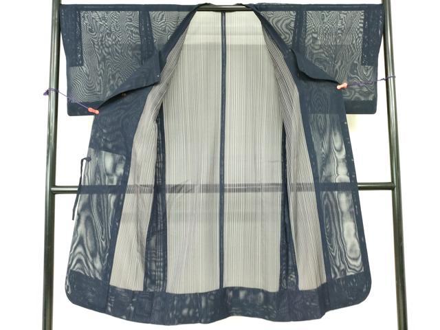 平和屋着物▽道行コート スリーシーズン 春夏秋 塵除け 紗 濃藍色 ロング丈 正絹 逸品 DABE1494op