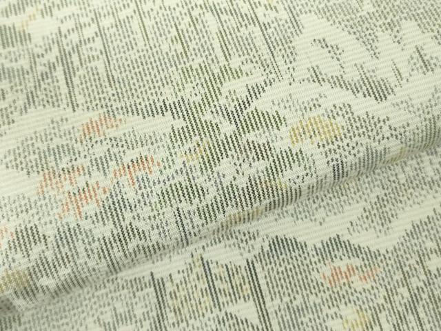 平和屋着物▽上質な紬 単衣 風景文 さが美扱い 正絹 逸品 DABE1510op