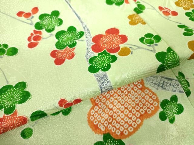 平和屋着物▽小紋 単衣 枝梅文 洗える着物 DABE1514op