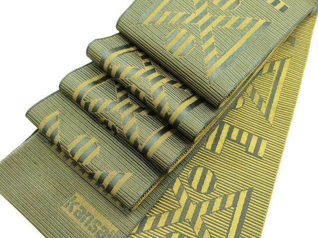 平和屋着物●男性 世界的ファッションデザイナー 山本寛斎 kansaiブランド 両面 角帯 幾何学文様 未使用 DABE1669op