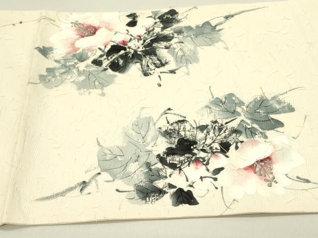 平和屋着物●太鼓柄袋帯 作家物 手描き 髭紬 草花 正絹 逸品 DABE1724op
