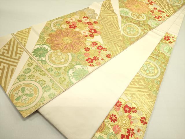 平和屋着物●西陣 川島織物 六通柄 本袋帯 唐織 舞花 金糸 正絹 逸品 DABE1757op