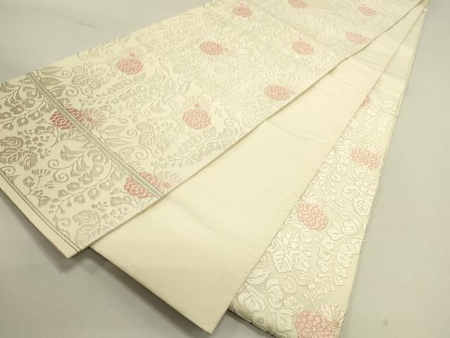 平和屋着物●六通柄袋帯 唐織 草花 正絹 逸品 DABE1778op