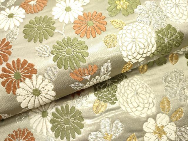 平和屋着物●六通柄袋帯 唐花織 草花 金銀糸 正絹 逸品 DABE1781op