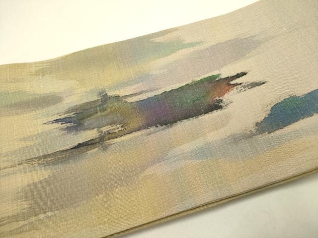 平和屋着物●染色家 岩浅公展 つけ帯 紬地 風景文 正絹 逸品 DABE1800op