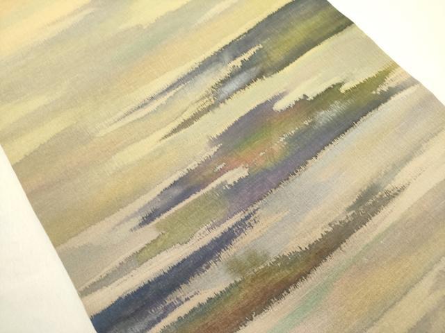 平和屋着物●染色家 岩浅公展 つけ帯 紬地 風景文 正絹 逸品 DABE1800op