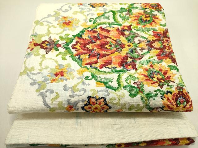 平和屋着物●八寸名古屋帯 紬地 洋花唐草文 正絹 逸品 DABE1803op