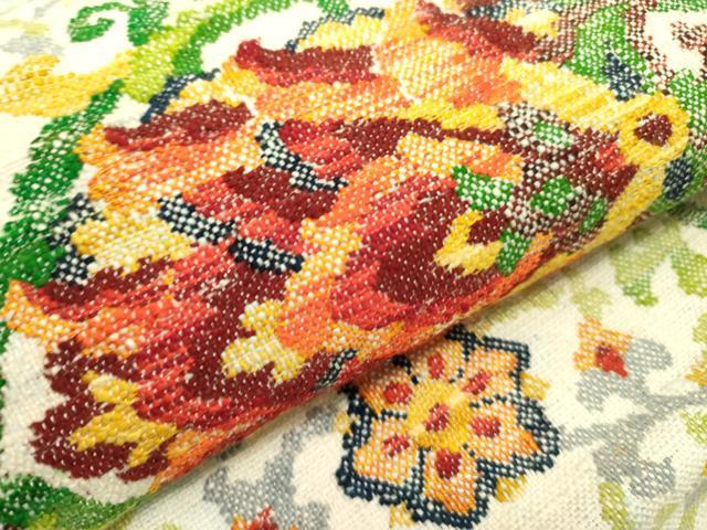 平和屋着物●八寸名古屋帯 紬地 洋花唐草文 正絹 逸品 DABE1803op