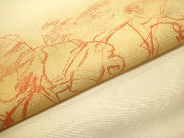 平和屋着物●塩瀬 九寸名古屋帯 作家物 手描き 抽象文様 金彩 正絹 逸品 DABE1805op