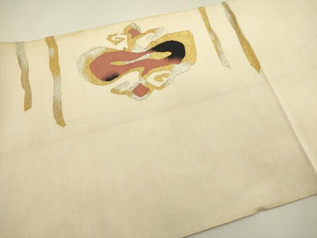 平和屋着物●爪掻き本綴れ 八寸名古屋帯 抽象文様 金銀糸 正絹 逸品 DABE1807op