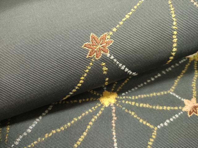 平和屋着物●田中工芸織物 祥園謹製 八寸名古屋帯 雲林綴 麻の葉花文 金糸 正絹 逸品 DABE1809op