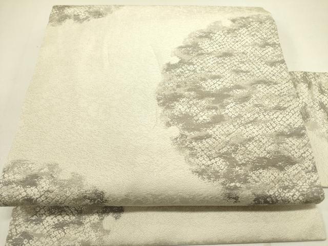 平和屋着物●九寸名古屋帯 雪輪鹿の子文 銀糸 鈴乃屋扱い 正絹 逸品 DABE1823op