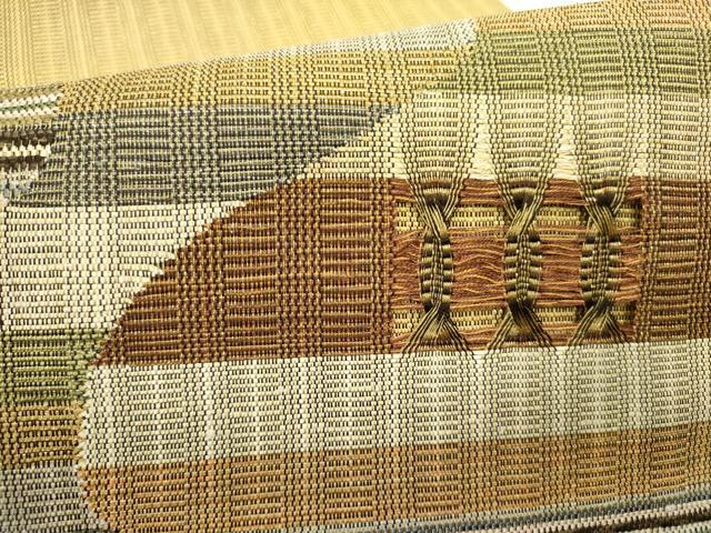 平和屋着物●太鼓柄袋帯 もじり織 抽象文様 金糸 正絹 逸品 DABE1831op