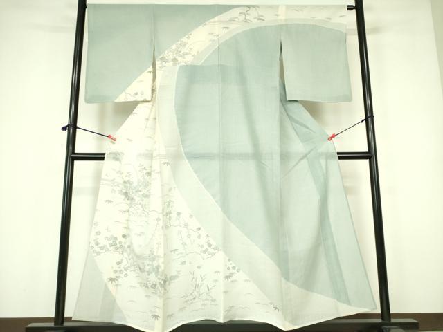 平和屋着物*夏物 染織の名門 しょうざん 生紬 訪問着 絞り 花芝文 金彩 正絹 逸品 DABE1840op