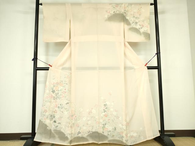 平和屋着物*夏物 訪問着 絽 草花 暈し染め 銀彩 正絹 逸品 DABE1843op