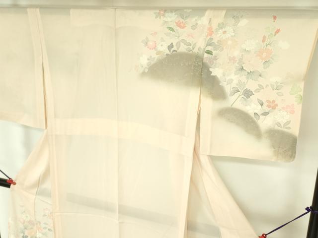 平和屋着物*夏物 訪問着 絽 草花 暈し染め 銀彩 正絹 逸品 DABE1843op