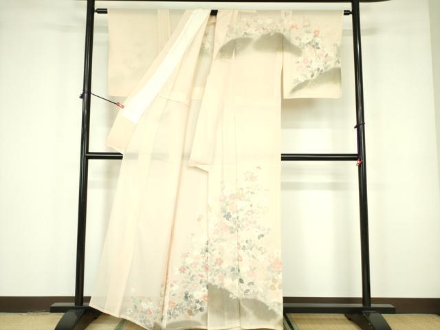 平和屋着物*夏物 訪問着 絽 草花 暈し染め 銀彩 正絹 逸品 DABE1843op