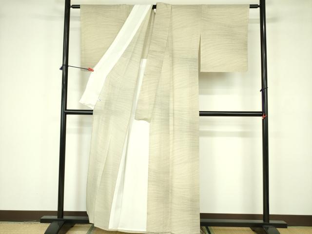 平和屋着物*夏物 小紋 縦絽 横段文 正絹 逸品 DABE1852op