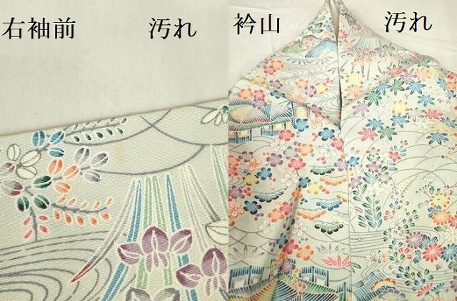 平和屋着物■上質な小紋 型染 風景花松文 正絹 逸品 DABE1862op
