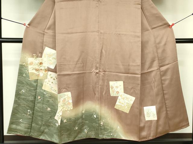 平和屋着物■訪問着 刺繍 色紙花松文 暈し染め 金彩 正絹 逸品 DABE1937op