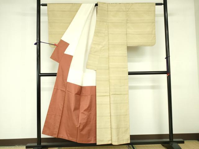 平和屋着物■上質な紬 横段文 正絹 逸品 DABE1976op