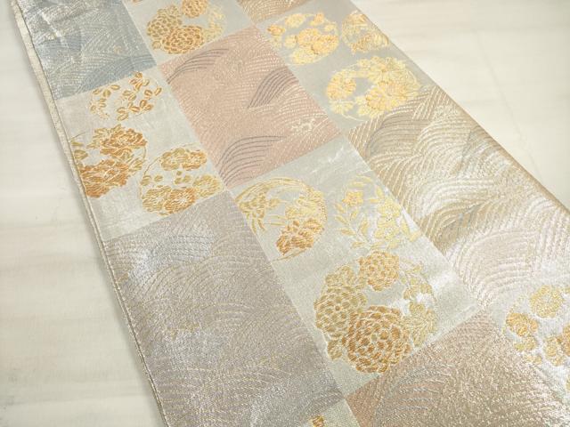 平和屋着物◎佐賀錦 六通柄袋帯 立波花丸文 金銀糸 正絹 逸品 DABE2036xg