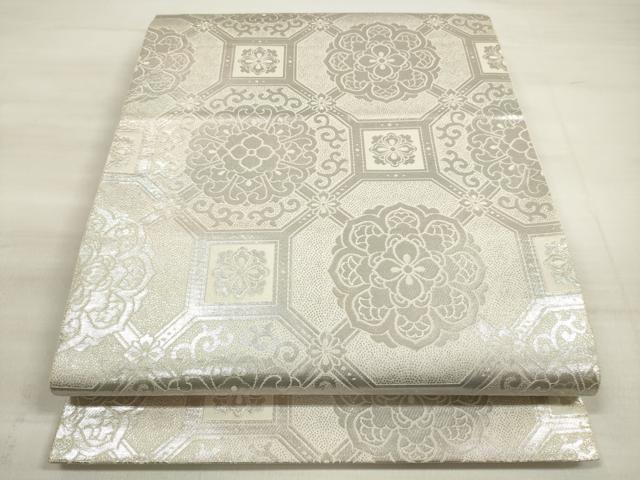 平和屋着物◎六通柄袋帯 王朝蜀甲文 銀糸 正絹 逸品 DABE2049xg