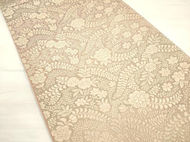 平和屋着物◎西陣 全通柄袋帯 草花文 金糸 証紙付き 正絹 逸品 DABE2193xg