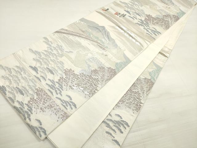 平和屋着物◎六通柄袋帯 東海道 廣重 風景松文 金銀糸 正絹 逸品 DABE2198xg