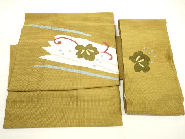 平和屋着物◎つけ帯 すくい織 花唐草文 正絹 逸品 DABE2275xg
