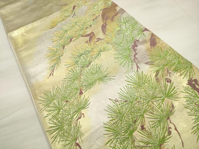 平和屋着物◎六通柄袋帯 松文 金銀糸 正絹 逸品 DABE2486xg