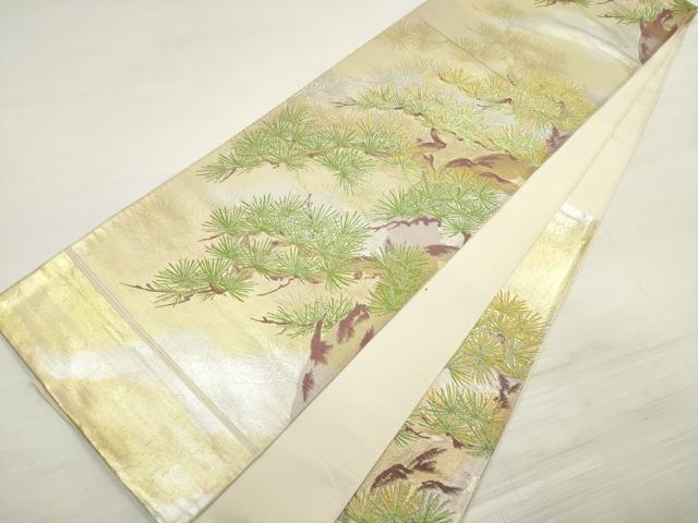 平和屋着物◎六通柄袋帯 松文 金銀糸 正絹 逸品 DABE2486xg