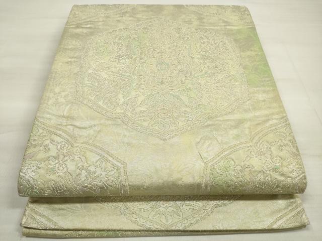 平和屋着物◎六通柄袋帯 正倉院更紗花文 銀糸 正絹 逸品 DABE2493xg