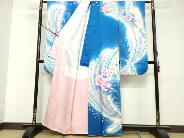 平和屋着物■豪華振袖 花蝶文 暈し染め 銀彩 正絹 逸品 DABE2524cd
