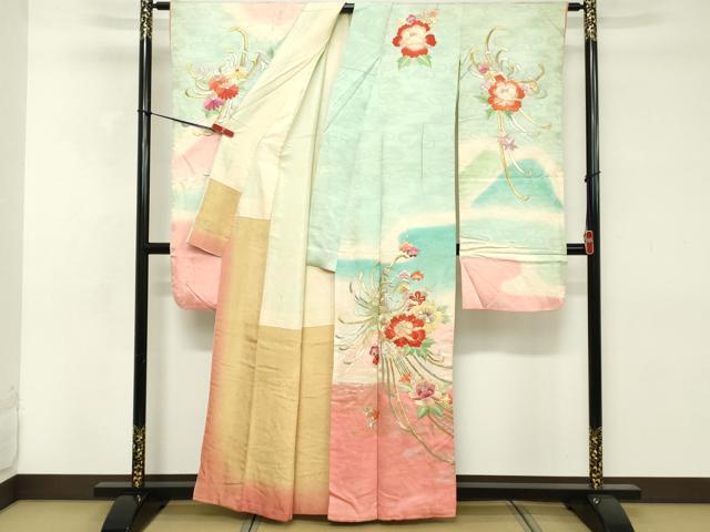 平和屋着物■豪華振袖 駒刺繍 草花文 暈し染め 金彩 正絹 逸品 DABE2654cd