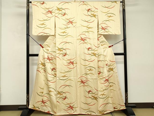 平和屋着物■上質な小紋 飛鶴文 金彩 正絹 逸品 DABE2798cd