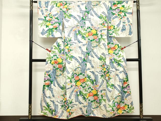 平和屋着物■上質な小紋 束ね熨斗花文 金彩 正絹 逸品 DABE2801cd