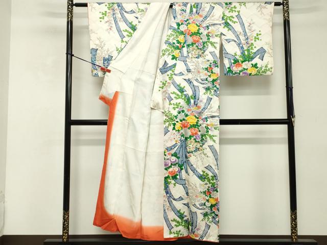 平和屋着物■上質な小紋 束ね熨斗花文 金彩 正絹 逸品 DABE2801cd