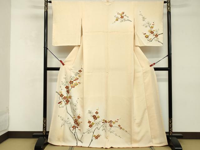 平和屋着物■訪問着 手描き 枝梅文 金彩 正絹 逸品 DABE2812cd