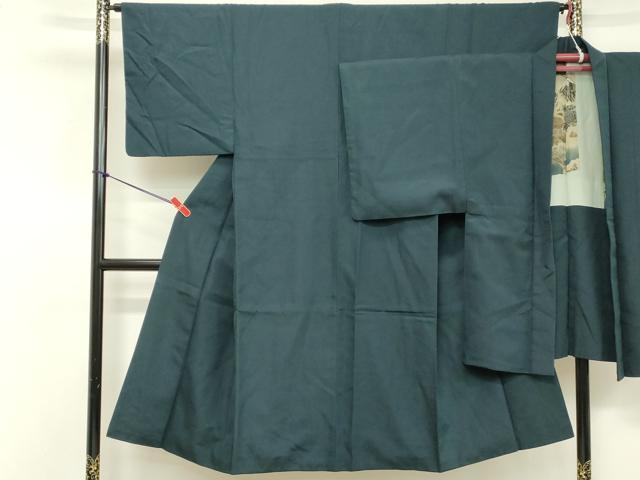 平和屋着物■男性 紬 アンサンブル 長羽織 霞地紋 正絹 逸品 DABE2840cd