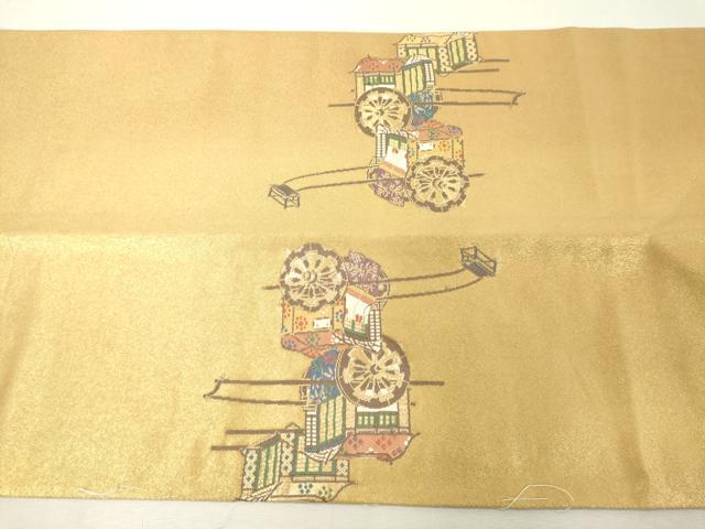 平和屋着物◎太鼓柄袋帯 平安輿車文 金糸 正絹 逸品 DABE2854cd