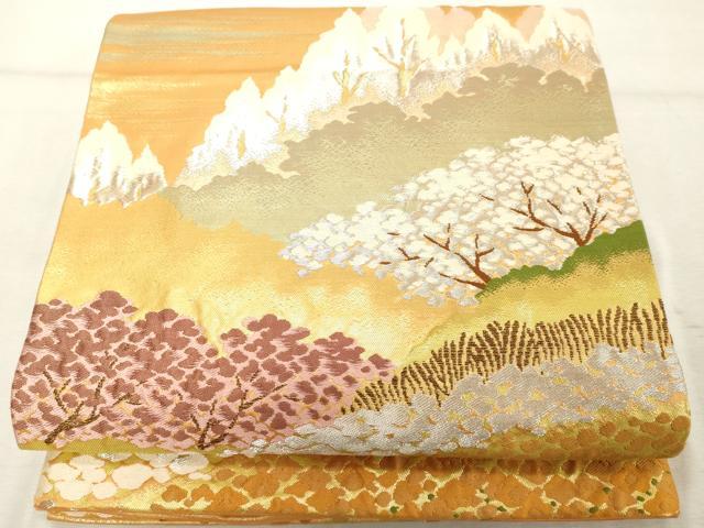 平和屋着物◎六通柄袋帯 風景文 金銀糸 正絹 逸品 DABE2858cd