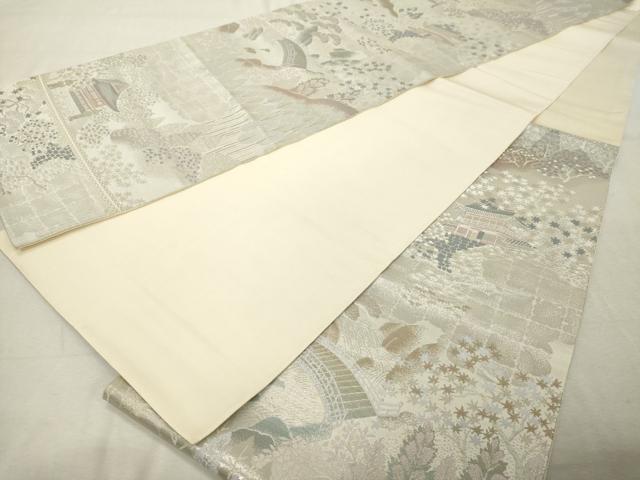 平和屋着物◎六通柄袋帯 唐織 高雄の四季 二重箔錦 銀糸 正絹 逸品 DABE2881cd