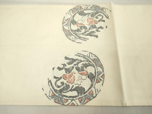 平和屋着物◎太鼓柄袋帯 すくい織 更紗花丸文 正絹 逸品 DABE2921cd